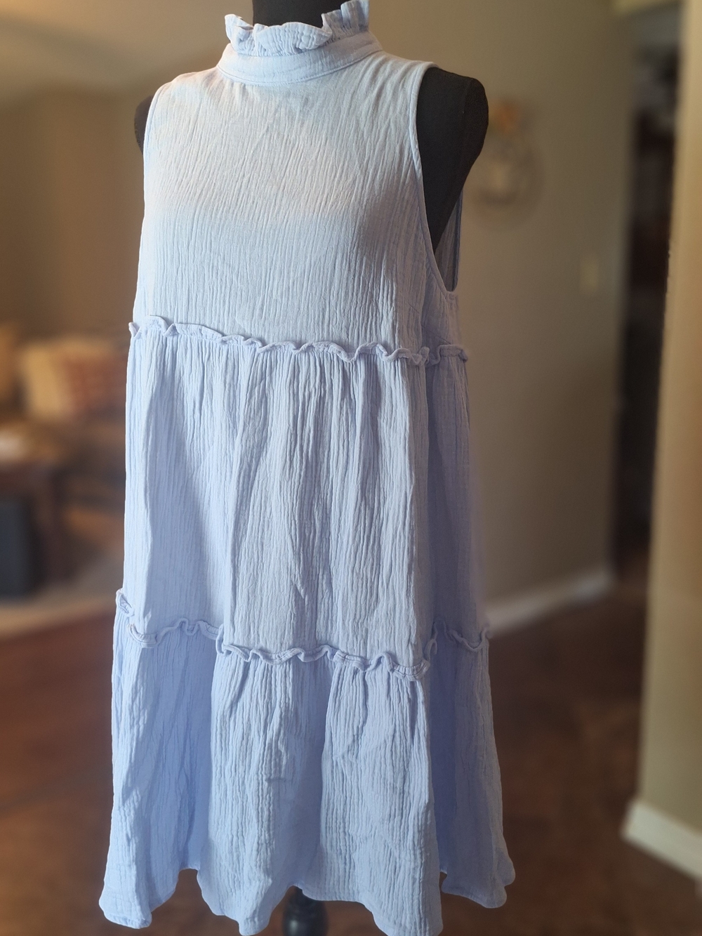 Tuckernuck Pomander Place Blue Ruffle Tiered Dress M